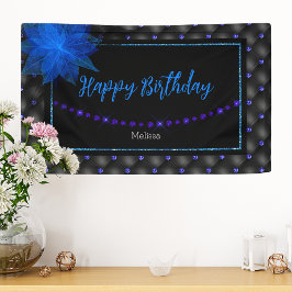 Happy Birthday Elegant Blue und Black Banner