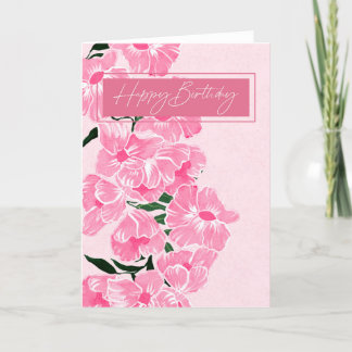 Happy Birthday Elegant Pink Gouache Blume Dankeskarte