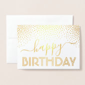 Happy Birthday Elegant Script Kraft & Silver Real Folienkarte (Vorderseite mit Umschlag)