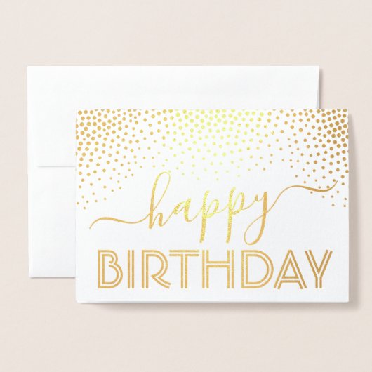 Happy Birthday Elegant Script Kraft & Silver Real Folienkarte (Vorderseite mit Umschlag)