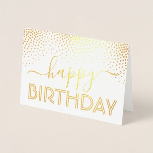 Happy Birthday Elegant Script Kraft & Silver Real Folienkarte (Vorderseite)