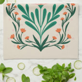 Happy Birthday Elegante Blumenrahmen Geschirrtuch (Gefaltet)