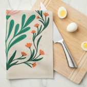 Happy Birthday Elegante Blumenrahmen Geschirrtuch (Viertel Falte)