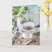 Happy Birthday Elegante Cake Illustration Karte (Gelbe Blume)