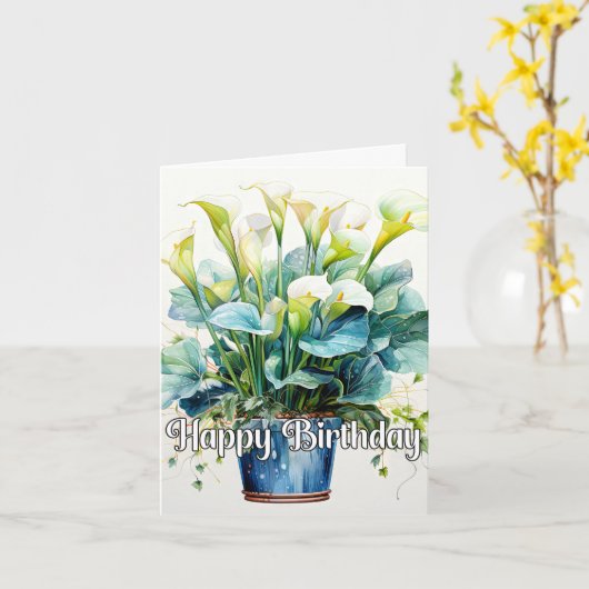 Happy Birthday Elegante Calla Lilies Blume Karte (Gelbe Blume)