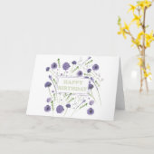 Happy Birthday Elegante Lila Wasserfarbe Karte (Gelbe Blume)