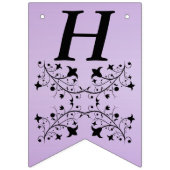 Happy Birthday Elegante Schwarze Blume Lila Wimpelkette (Erste Fahne)