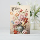 Happy Birthday Elegante Viktorianische Blume Karte (Stehend Vorderseite)