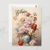 Happy Birthday Elegante Viktorianische Blume Postkarte (Vorne/Hinten)