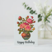 Happy Birthday Elegante Viktorianische Rose in der Postkarte (Stehend Vorderseite)