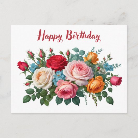 Happy Birthday Elegante Vintage Rose Postkarte (Vorderseite)