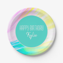 "Happy Birthday" Elegantes Farbpapier Pappteller