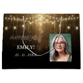 Happy Birthday Elegantes Schwarzes Party Moderner Große Geschenktüte (Vorderseite)