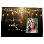 Happy Birthday Elegantes Schwarzes Party Moderner Große Geschenktüte (Rückseite)