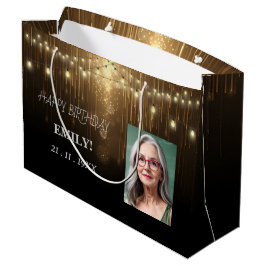 Happy Birthday Elegantes Schwarzes Party Moderner  Große Geschenktüte