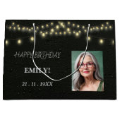 Happy Birthday Elegantes Schwarzes Party Moderner  Große Geschenktüte (Vorderseite)