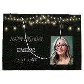 Happy Birthday Elegantes Schwarzes Party Moderner  Große Geschenktüte (Rückseite)