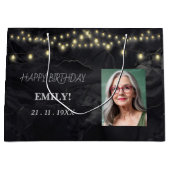 Happy Birthday Elegantes Schwarzes Party Moderner Große Geschenktüte (Vorderseite)