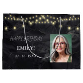 Happy Birthday Elegantes Schwarzes Party Moderner Große Geschenktüte (Rückseite)