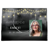 Happy Birthday Elegantes Schwarzes Party Moderner Große Geschenktüte (Vorderseite)