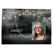 Happy Birthday Elegantes Schwarzes Party Moderner Große Geschenktüte (Rückseite)