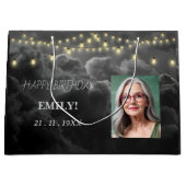 Happy Birthday Elegantes Schwarzes Party Moderner Große Geschenktüte (Vorderseite)