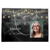 Happy Birthday Elegantes Schwarzes Party Moderner Große Geschenktüte (Rückseite)