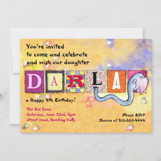 Happy Birthday Elephant Baby Einladung