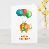 Happy Birthday Elephant & Balloons Blank Inside Karte (Gelbe Blume)