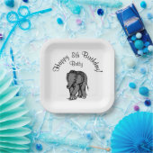 Happy Birthday Elephant Betty's 98. Pappteller (Party)