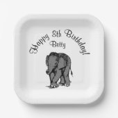 Happy Birthday Elephant Betty's 98. Pappteller (Vorderseite)