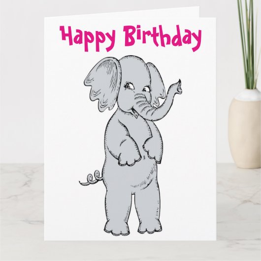 "HAPPY BIRTHDAY" ELEPHANT MIRL KARTE (Vorderseite)