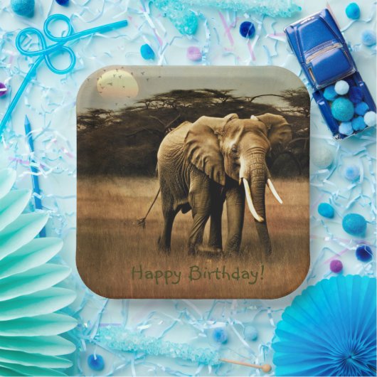 Happy Birthday Elephant Pappteller (Party)