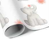 Happy Birthday Elephant Pom Pom Wrapping Paper Geschenkpapier (Rolleneckpunkt)