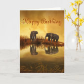 Happy Birthday Elephants Karte (Gelbe Blume)