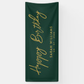 Happy Birthday Emerald Green Gold Modern Script Banner (Vertikal)