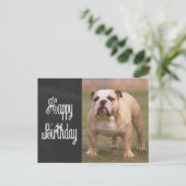 Happy Birthday English Bulldog Chalkboard Postkart Postkarte (Stehend Vorderseite)