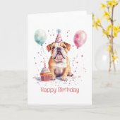 Happy Birthday English Bulldog Karte (Gelbe Blume)