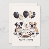 Happy Birthday English Bulldogs Einladung (Vorne/Hinten)