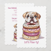 Happy Birthday English Bulldogs Einladung (Vorne/Hinten)