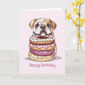 Happy Birthday English Bulldogs Karte (Gelbe Blume)