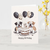 Happy Birthday English Bulldogs Karte (Gelbe Blume)