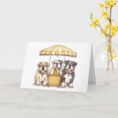 Happy Birthday English Bulldogs Lemonade Stand Karte (Gelbe Blume)