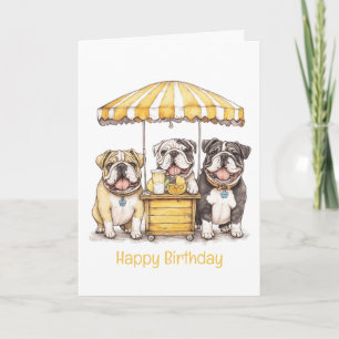 Happy Birthday English Bulldogs Lemonade Stand Karte