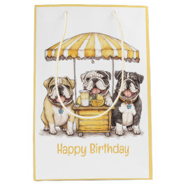 Happy Birthday English Bulldogs Lemonade Stand Mittlere Geschenktüte
