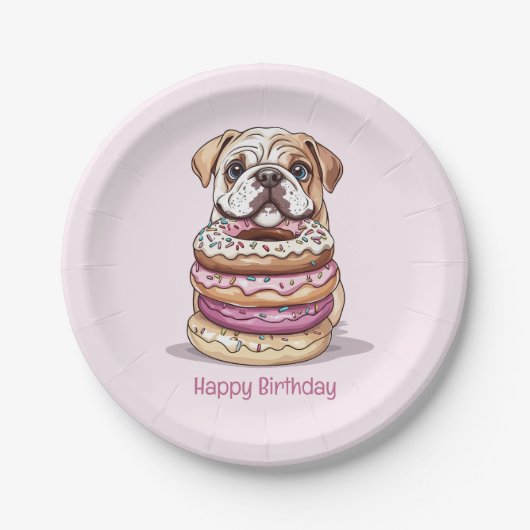 Happy Birthday English Bulldogs Pappteller (Vorderseite)