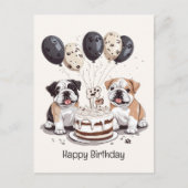 Happy Birthday English Bulldogs Postkarte (Vorderseite)
