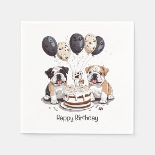 Happy Birthday English Bulldogs Serviette