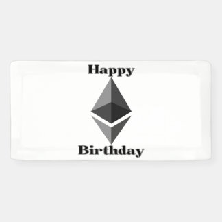 Happy Birthday Ethereum Icon 2x1 Vinyl Banner