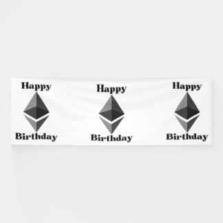 Happy Birthday Ethereum Icon 4x12 Vinyl Banner